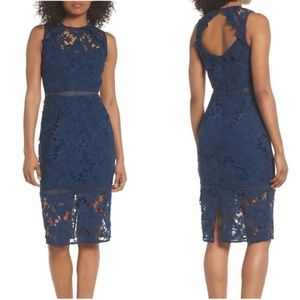 Cooper St. Lustrous High Neck Lace Sheath Dress